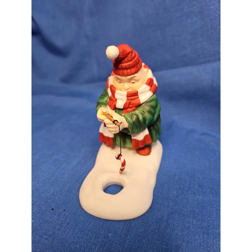 Dept 56 Merry Makers Ollie the Optimist Ice Fishing Candy Cane Christmas Monk